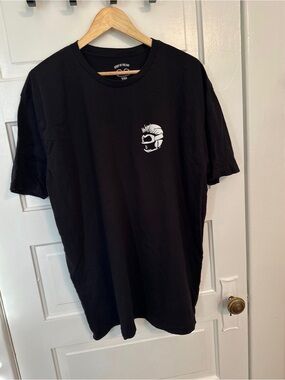 “Respect the send”Black Short Sleeve Crewneck Tee with Small White Chest Graphic
